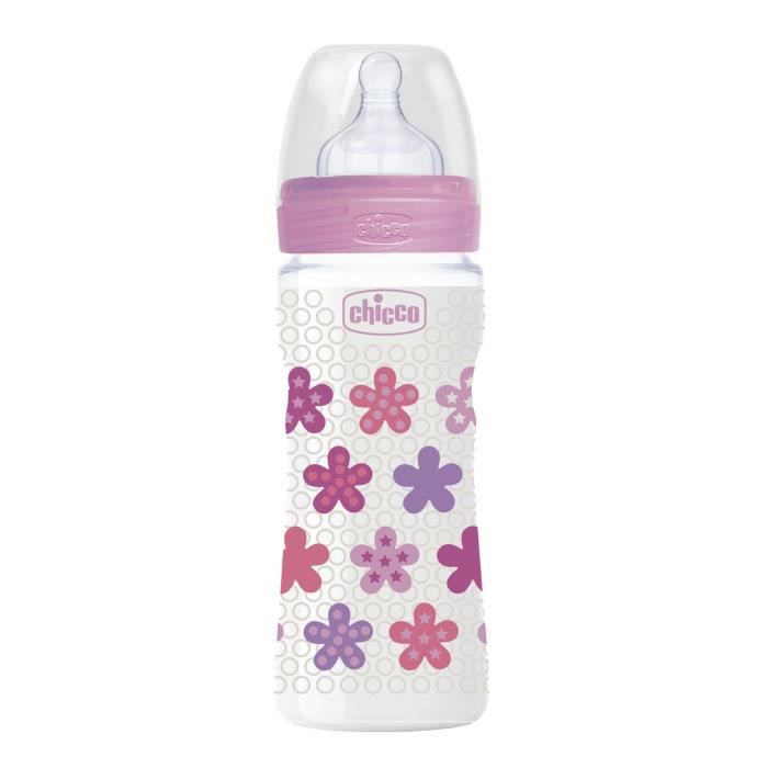 Chicco biberon pp  - tétine silicone Rose 330 ML